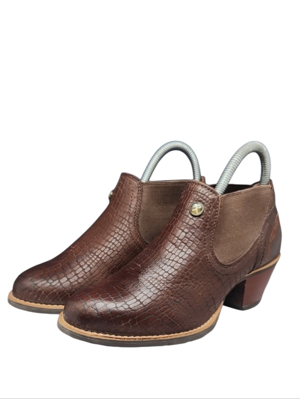 Twisted X | EUC Reptile Croc Embossed Leather Booties Ankle Boots Western Size 6 - Picture 1 of 9
